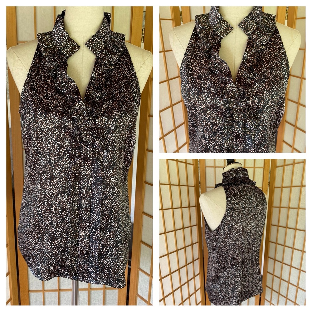The Limited Sleeveless Pleat Detail Print Blouse SZ M